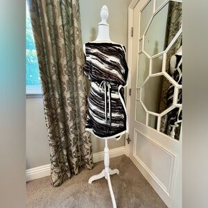 BCBG Black and White Striped Dress